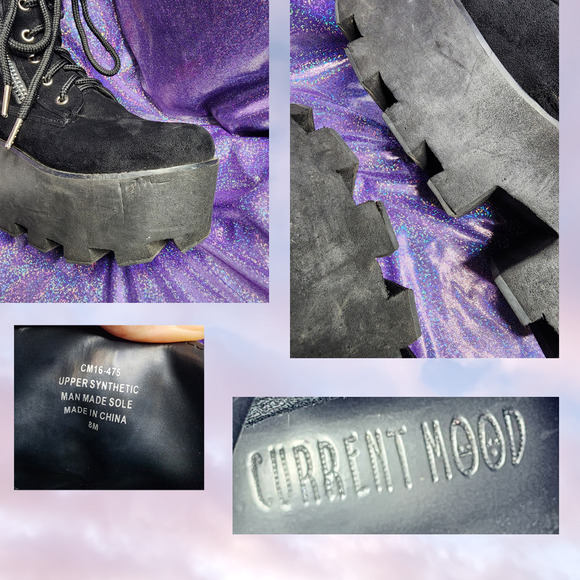 Current Mood Greenpoint Platform Black Suede Zip Up Festival Rave Boots Sz 8 - Picture 8 of 8